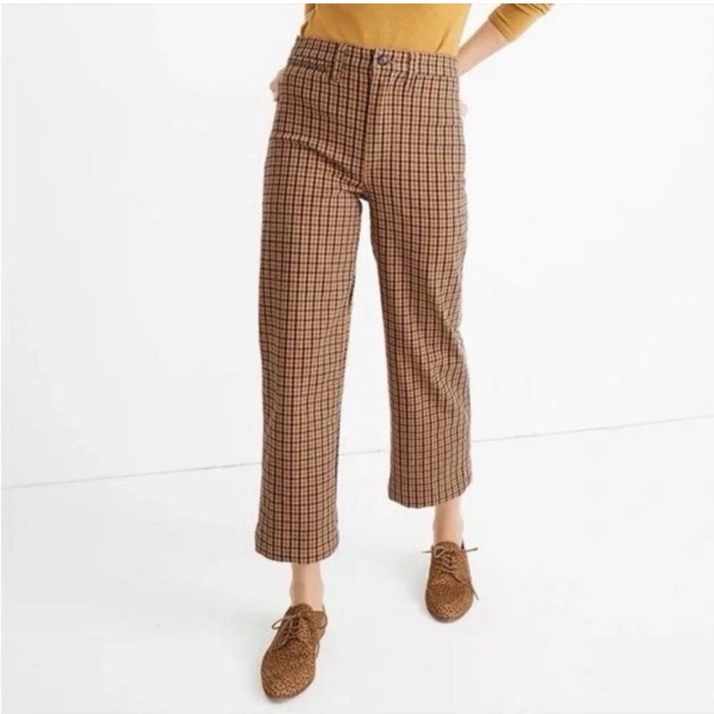 Madewell Slim Emmett Wide-Leg Crop Pants in Check